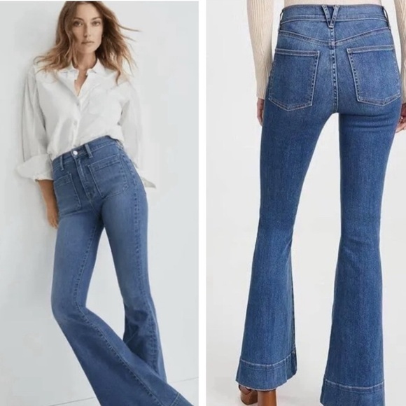 Veronica Beard Sheridan Exaggerated Flare High Rise Jeans Airway - Picture 10 of 10